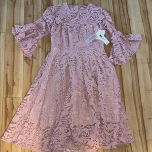Eliza J Pink Lace Midi Dress